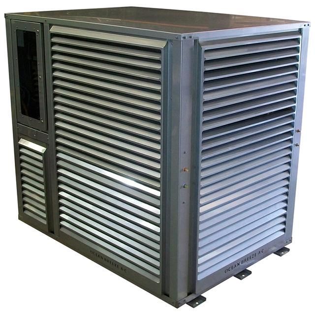 A large gray box with a window on the side