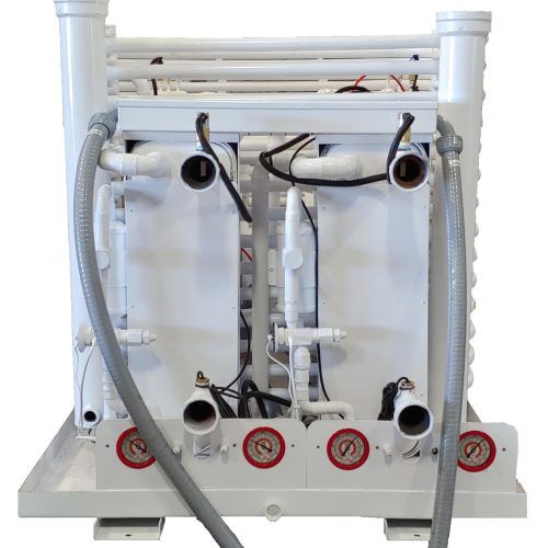 A white machine with a hose attached to it