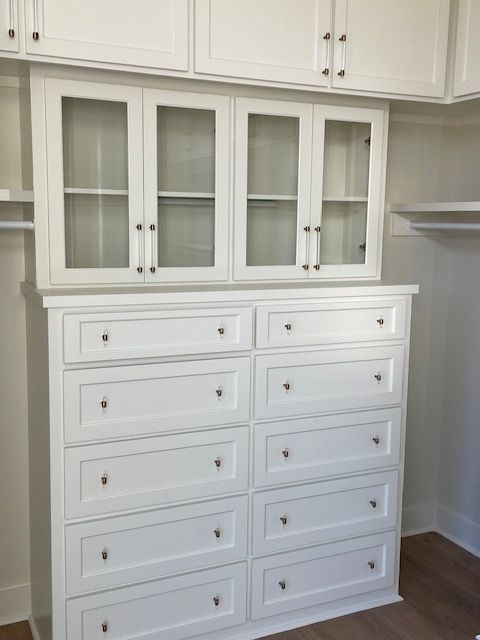 White closet drawers