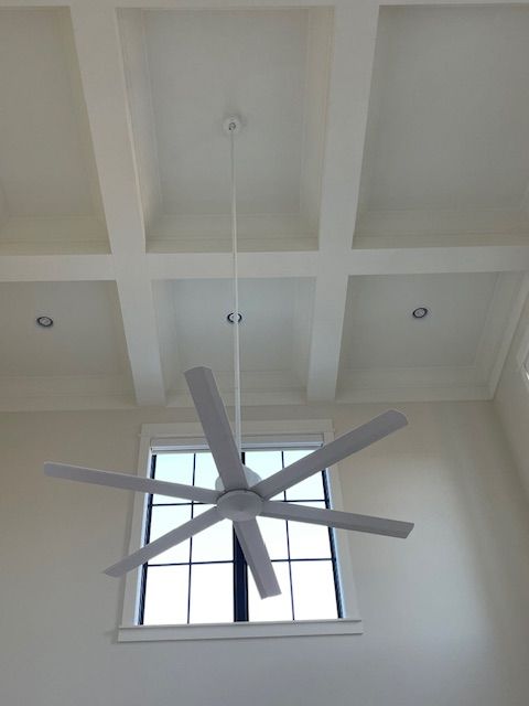 A big white ceiling fan