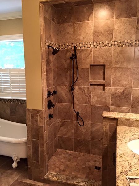 full tiled shower area