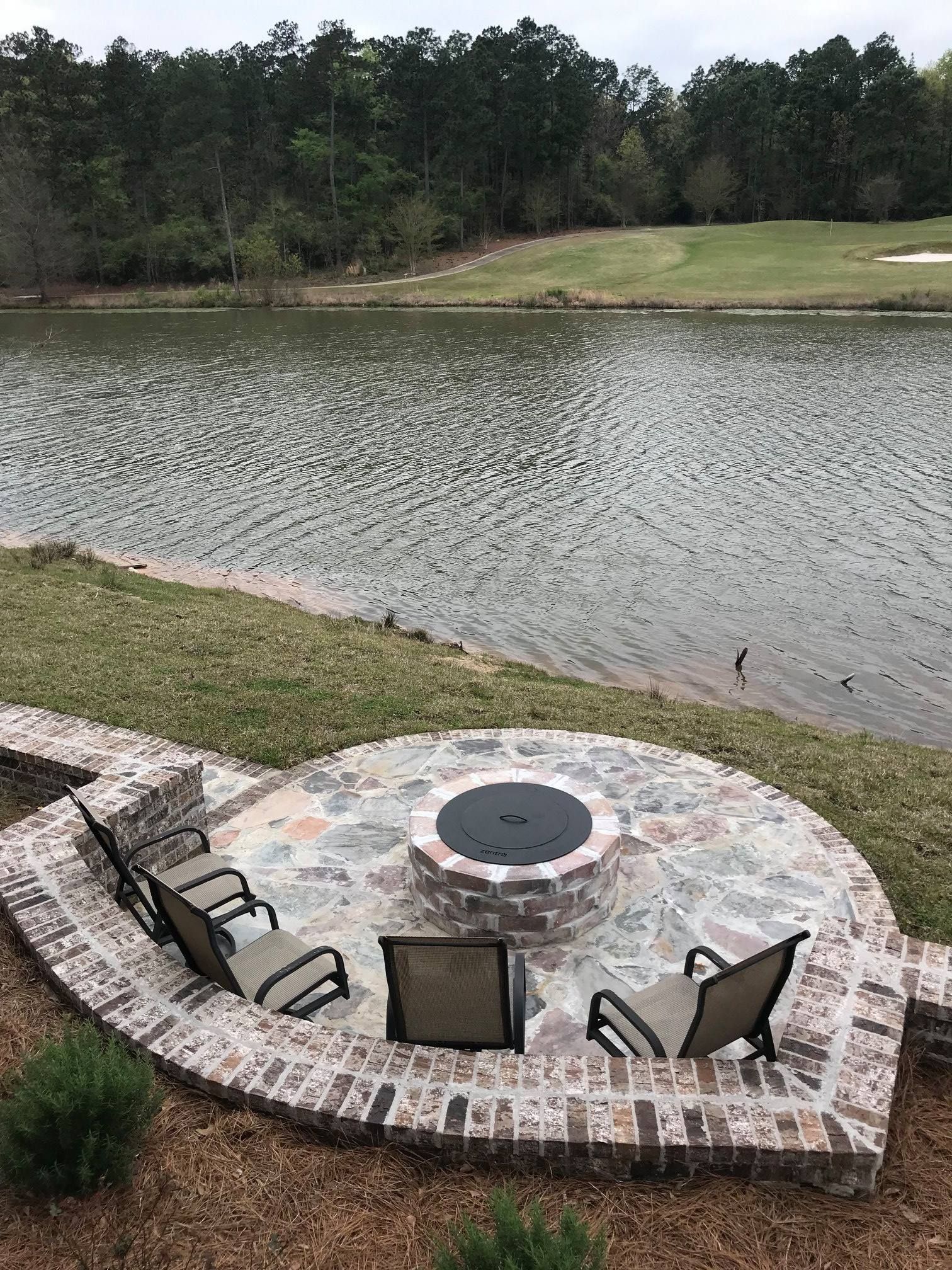 Timberton house outdoor fireplace