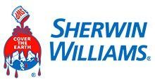 Sherwin-Williams logo with red paint can and blue company name on white background
