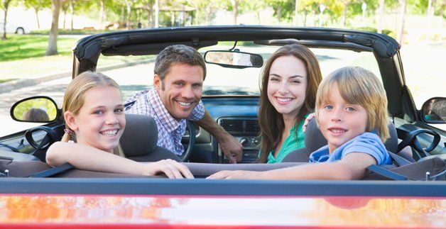 Family with car