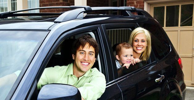 Family with car