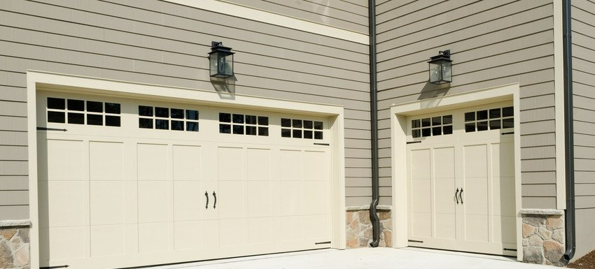 garage with siding