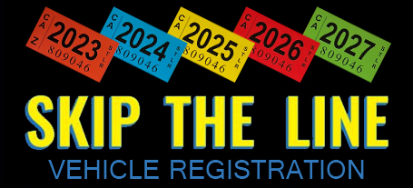 Registration stickers with text 