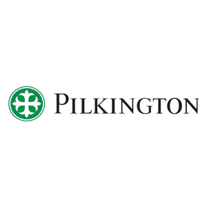 Pilkington logo with green clover emblem and black text on white background