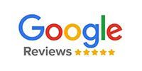 Google Reviews logo with five yellow stars underneath