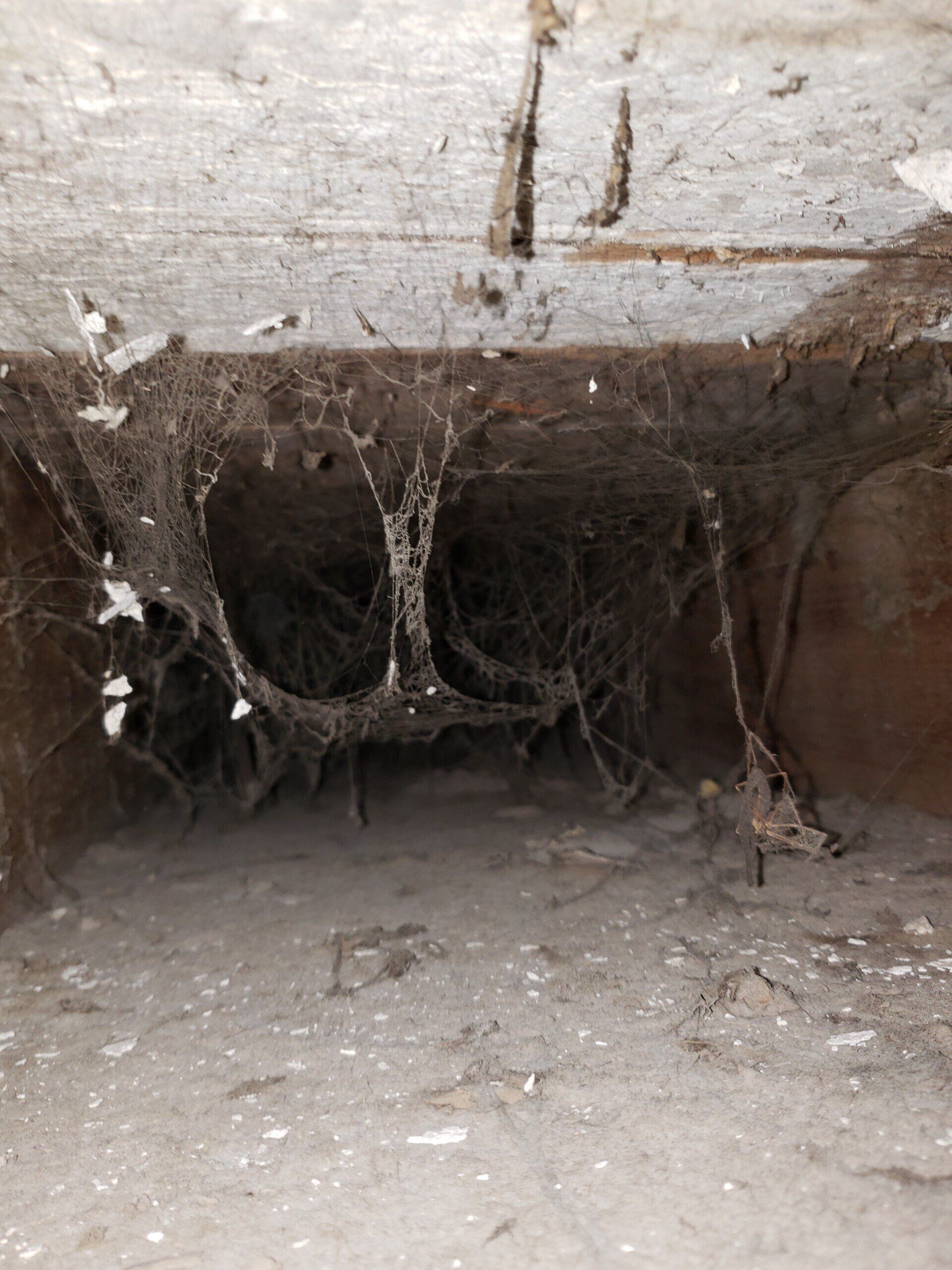 Air duct cleaning in old construction home before