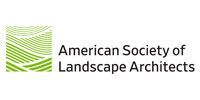 American Society of Landscape Architects logo with green striped square icon and black text