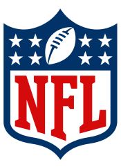 NFL logo: a blue and white shield with a red 
