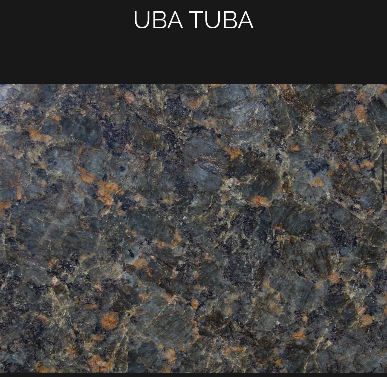 A close up of a uba tuba granite counter top.