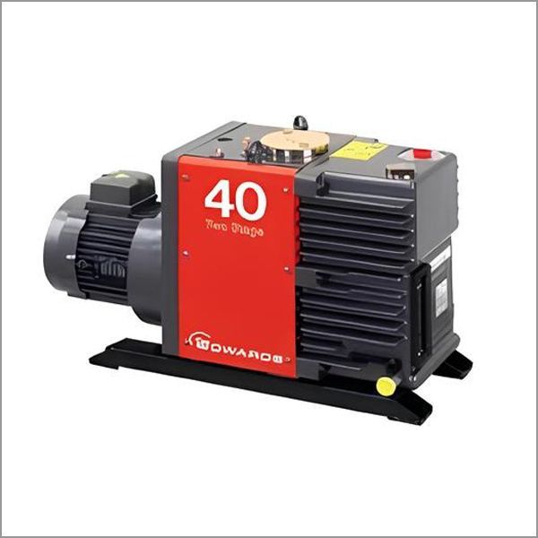 Red and gray Edwards twin-stage vacuum pump with the number 40 on the side.