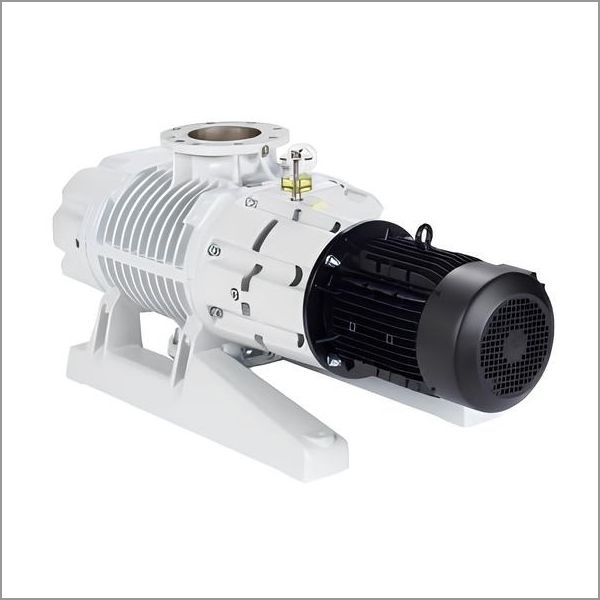 White vacuum pump with a black motor.