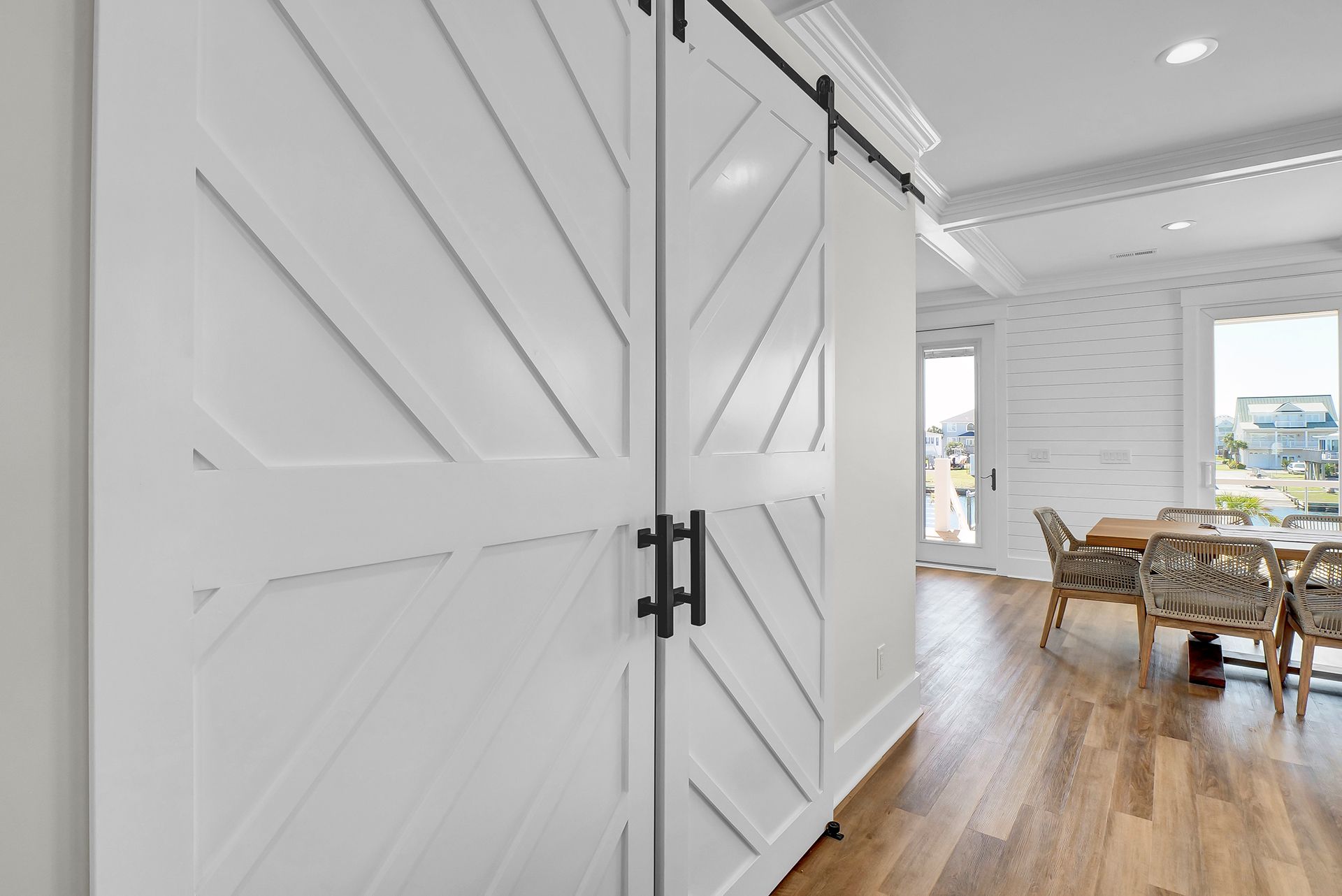 White sliding barn door