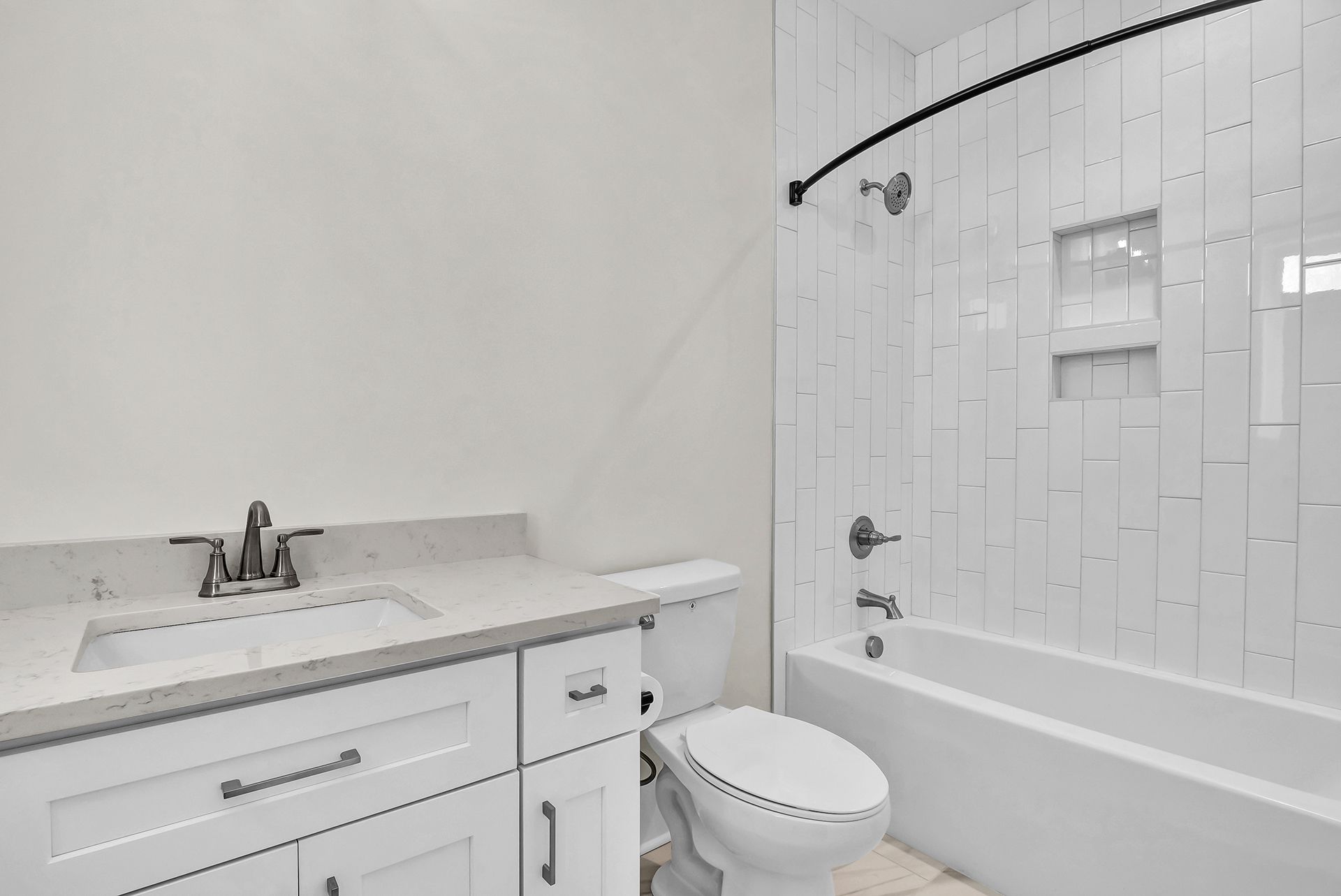 Beautiful bathroom with white tiles