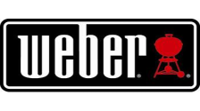 A weber logo with a grill on it