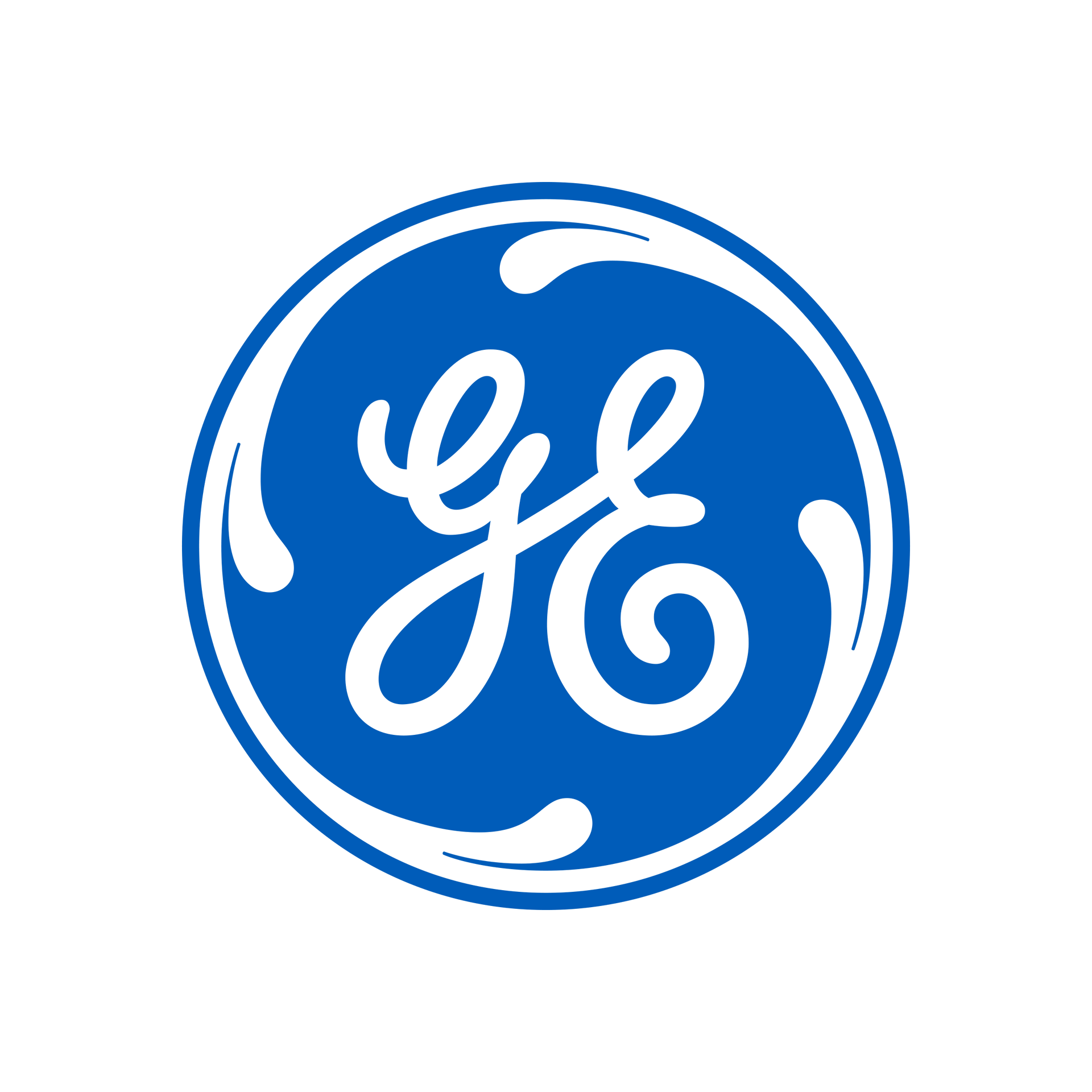 Blue GE logo: stylized