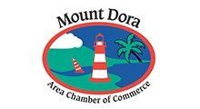 Mount Dora Area Chamber of Commerce logo with lighthouse, sailboat, and palm tree in red oval