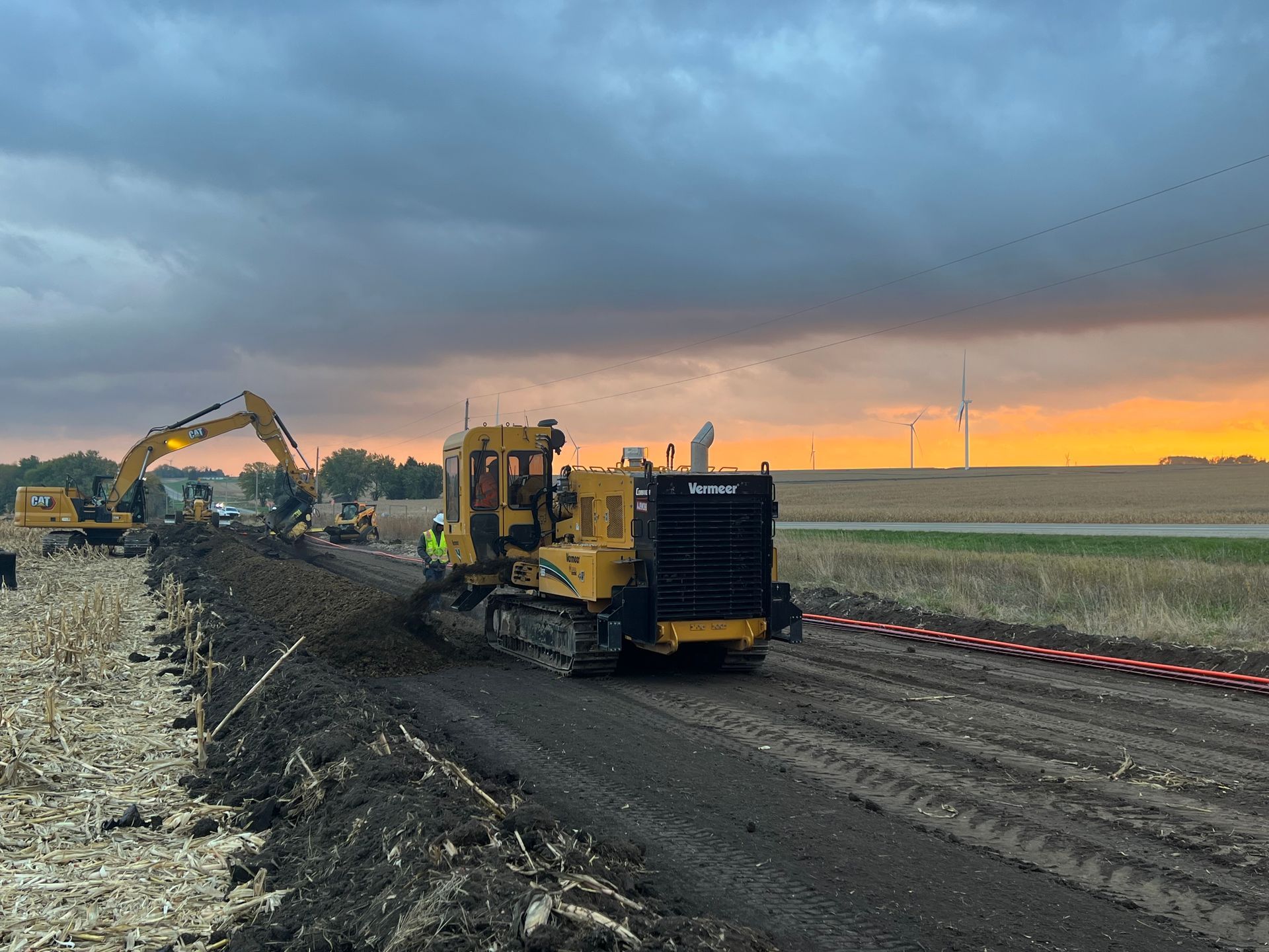 Utility truck on dirt road