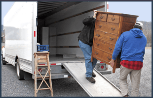Loading furniture into truck