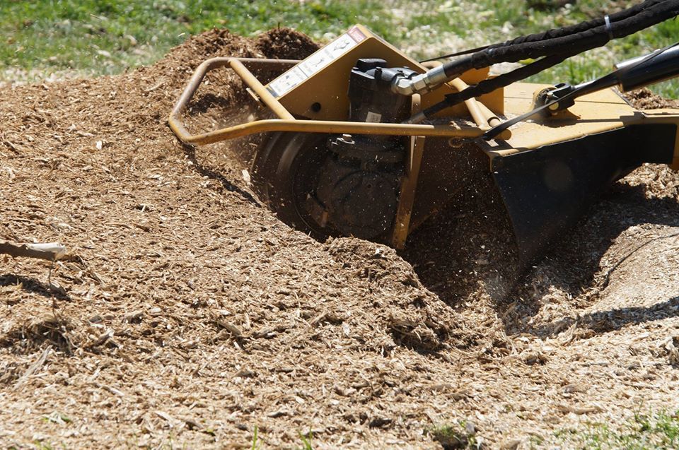 Yellow dirt-moving machine digging into a gravel pile on a dry hillside
