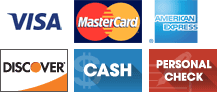 Visa | MasterCard | American Express | Discover | Cash | Personal Check