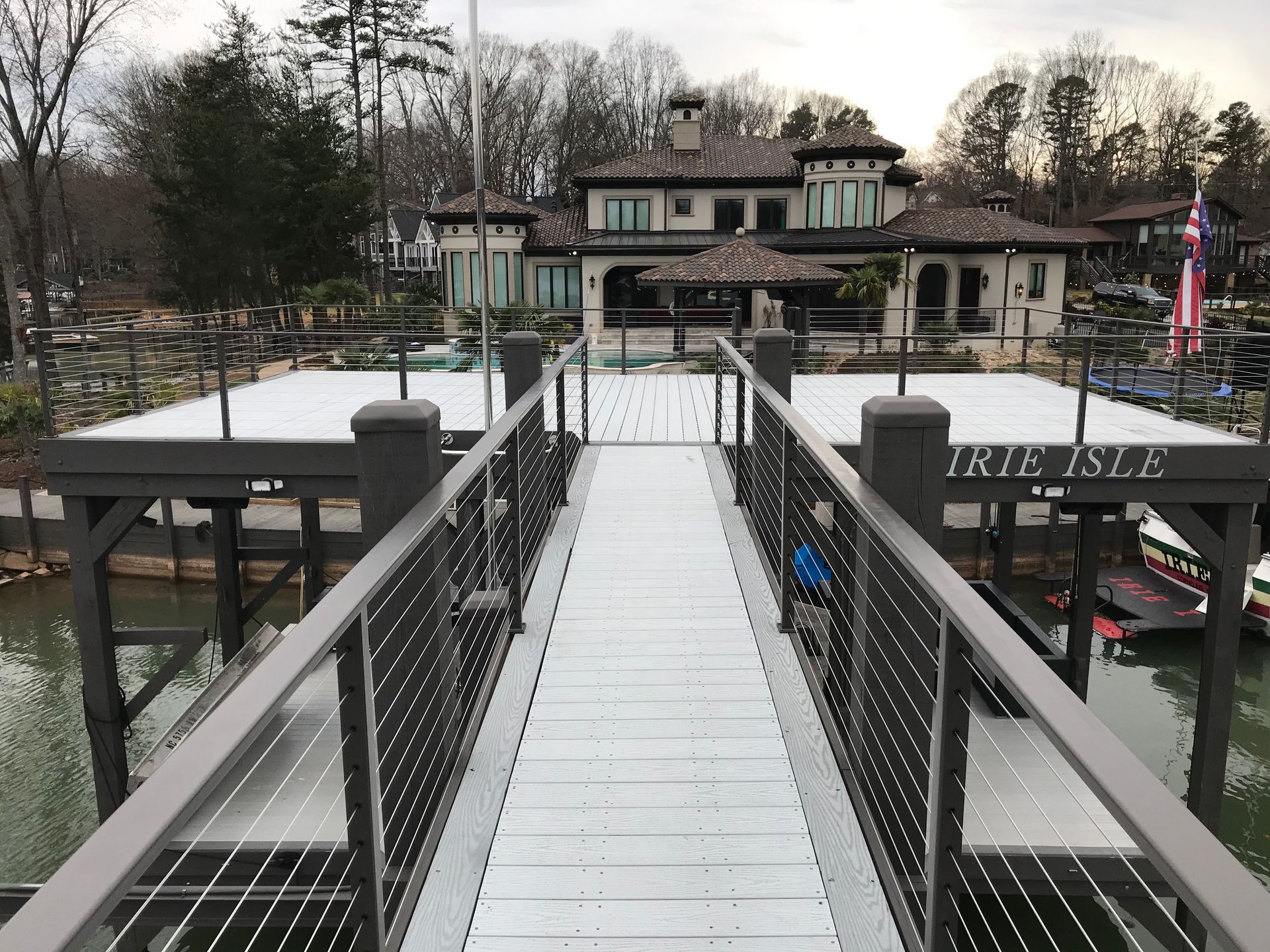 A dock with the name erie isle on it