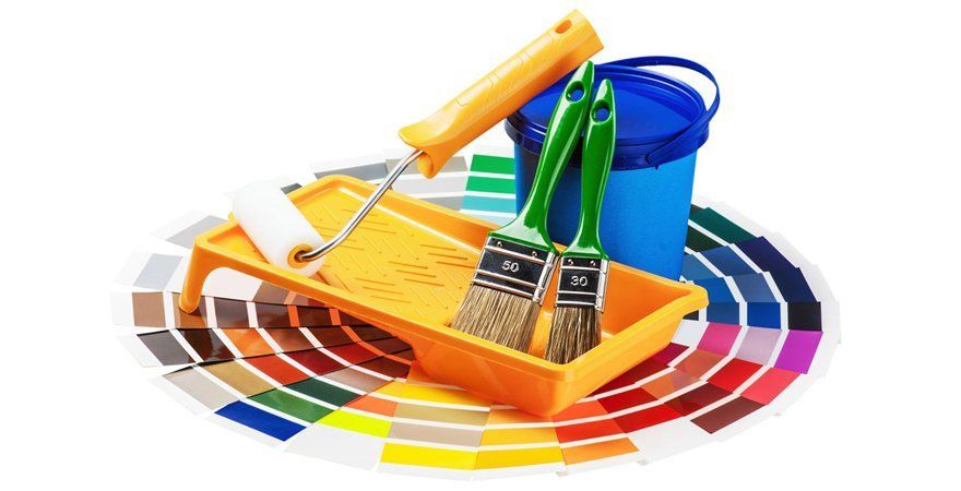 Painting brush, paint, color palette