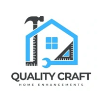 Logo: Blue house frame with tools like a hammer, ruler, and wrench inside; text "Quality Craft Home Enhancements".