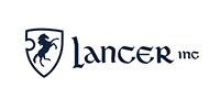 Lancer Inc. logo featuring a dark blue horse within a shield, with the company name to the right.