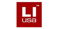 Logo of Leather Italia USA in a red square with white letters.