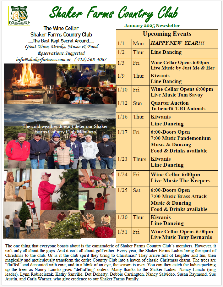 Shaker Farms Country Club newsletter