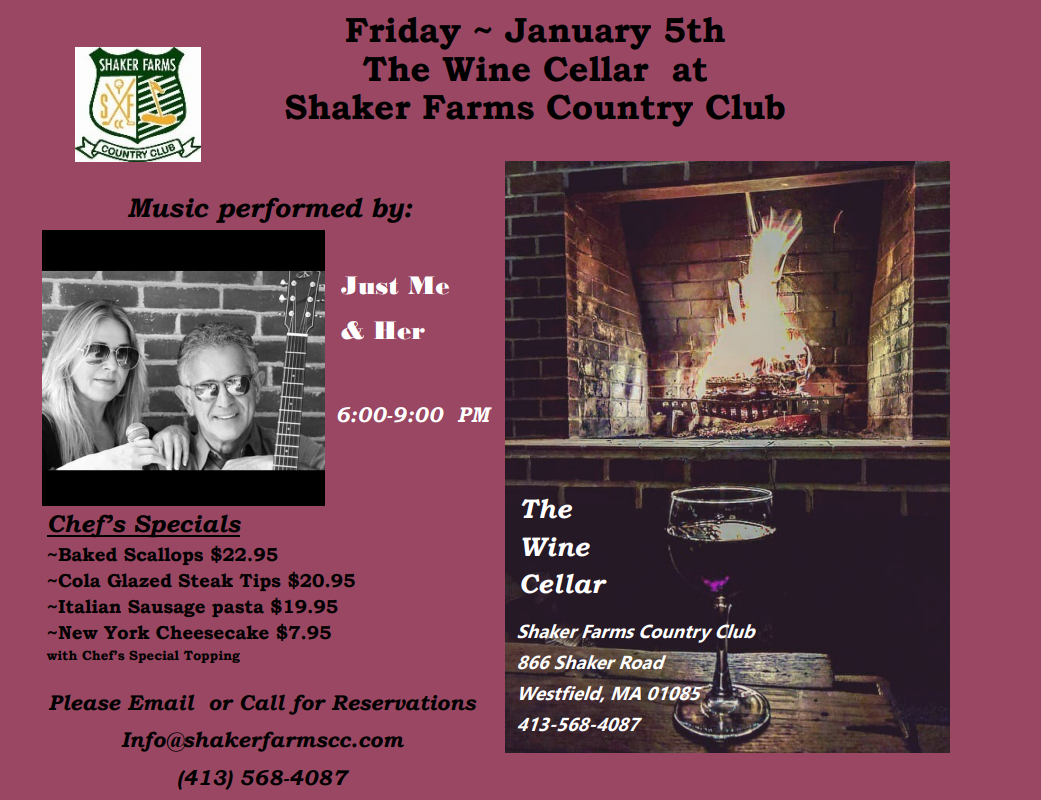 Shaker Farms Country Club Pub Music Lineup Westfield, MA