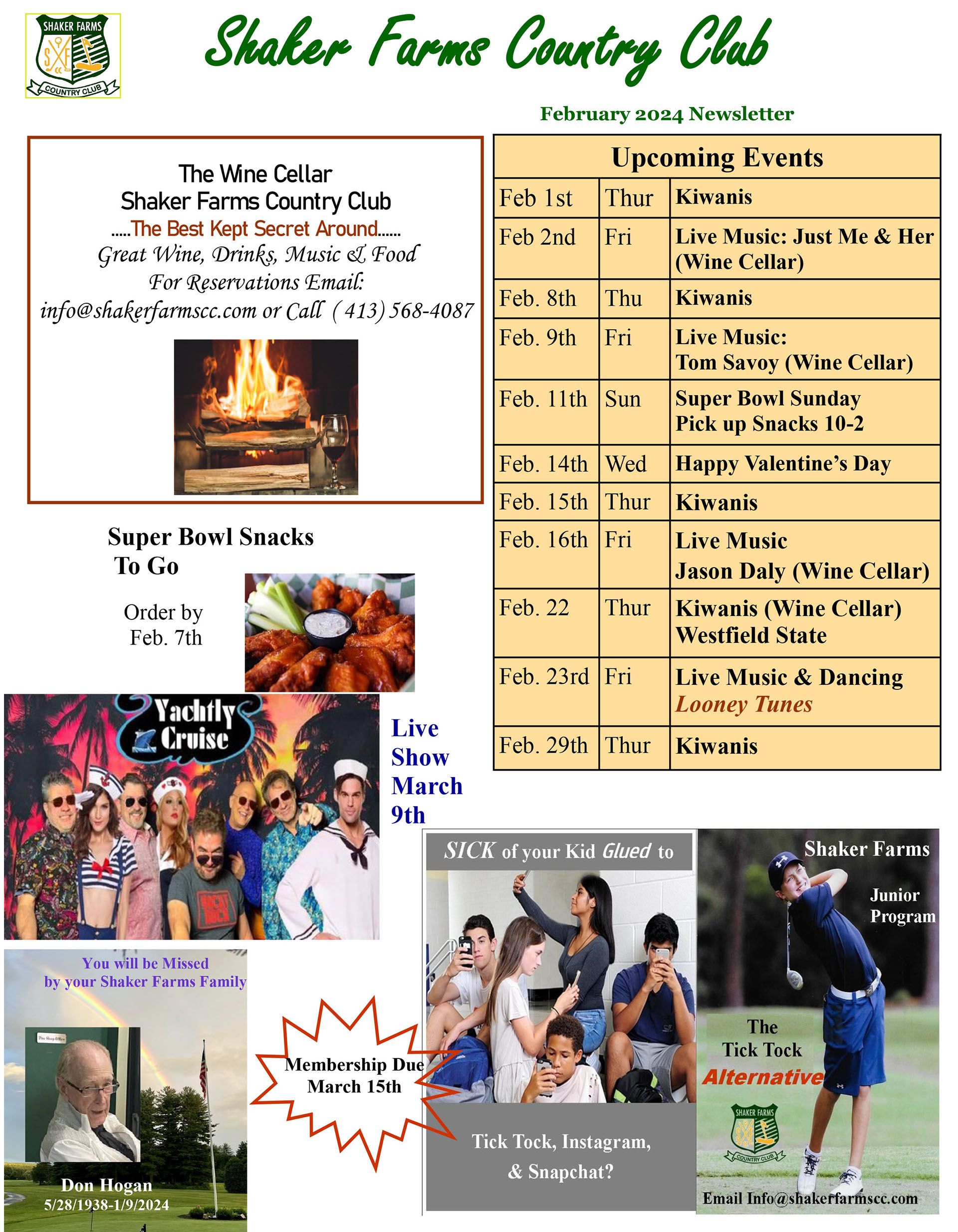 Shaker Farms Country Club Pub Newsletter Westfield, MA