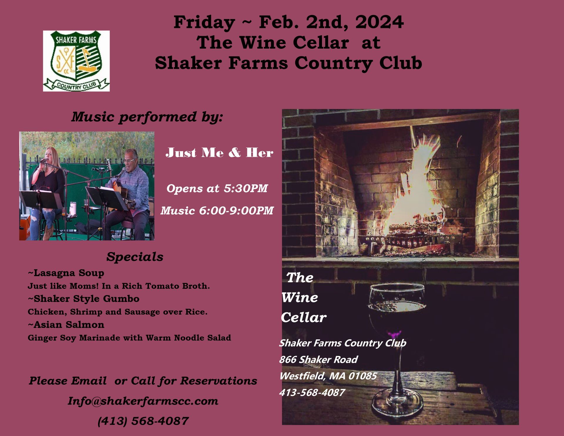 Shaker Farms Country Club Pub Music Lineup Westfield, MA