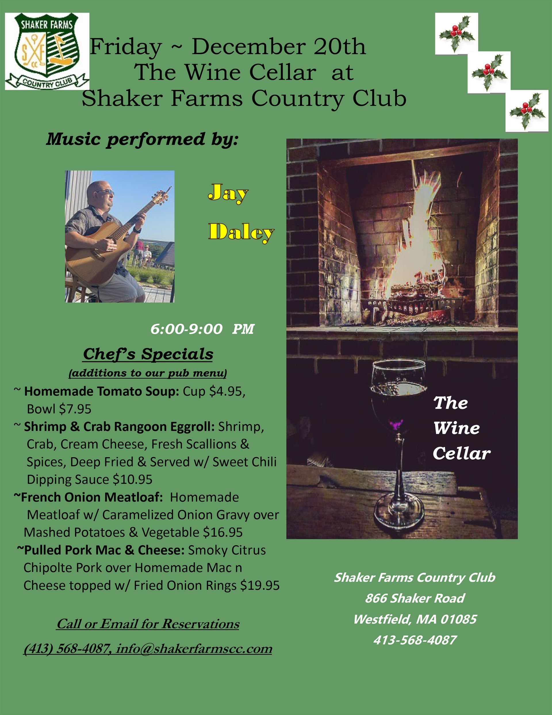 A poster for The Wine Cellar at Shaker Farms Country Club