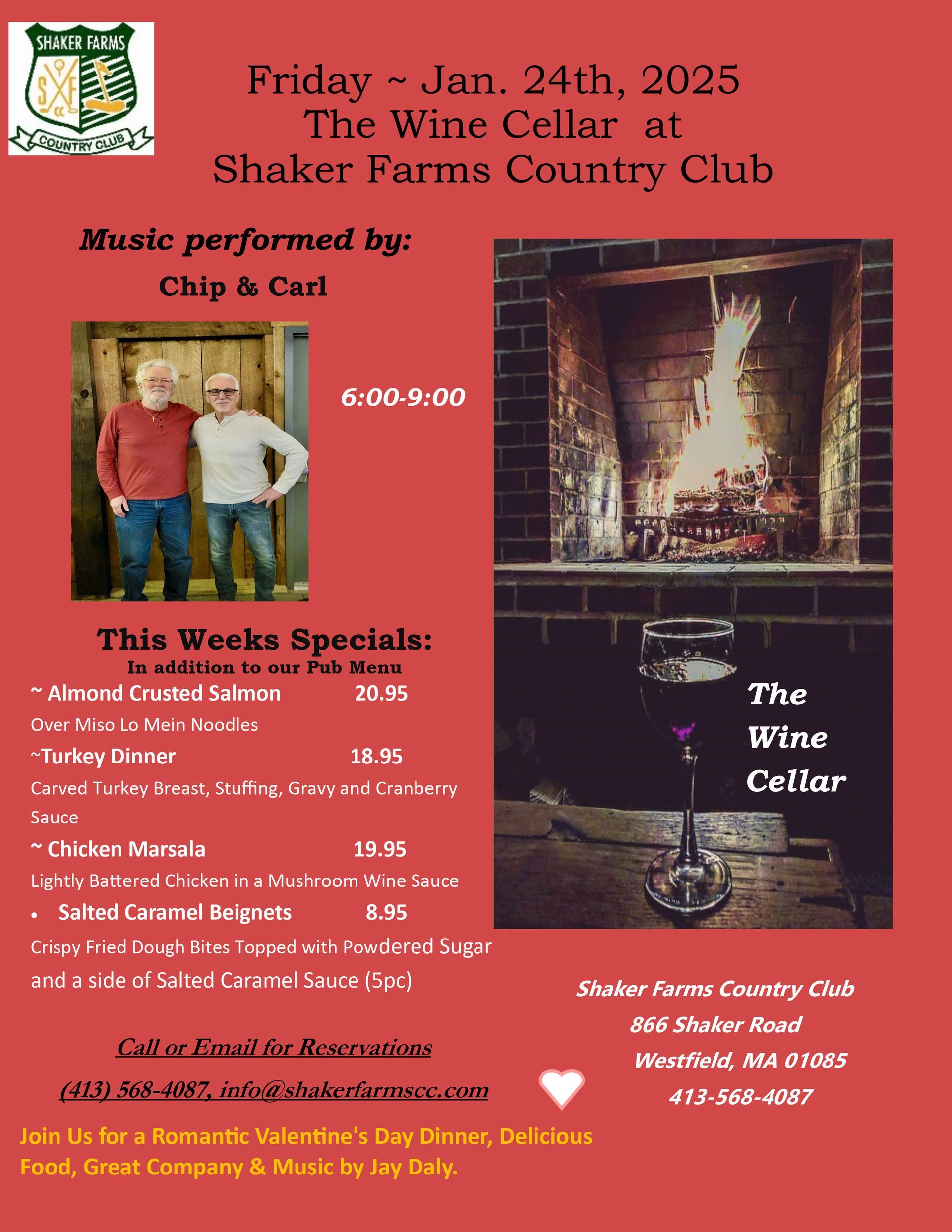 The Wine Cellar at the Shaker Farms Country Club, Friday, January 24th, 2025 This Week's Special