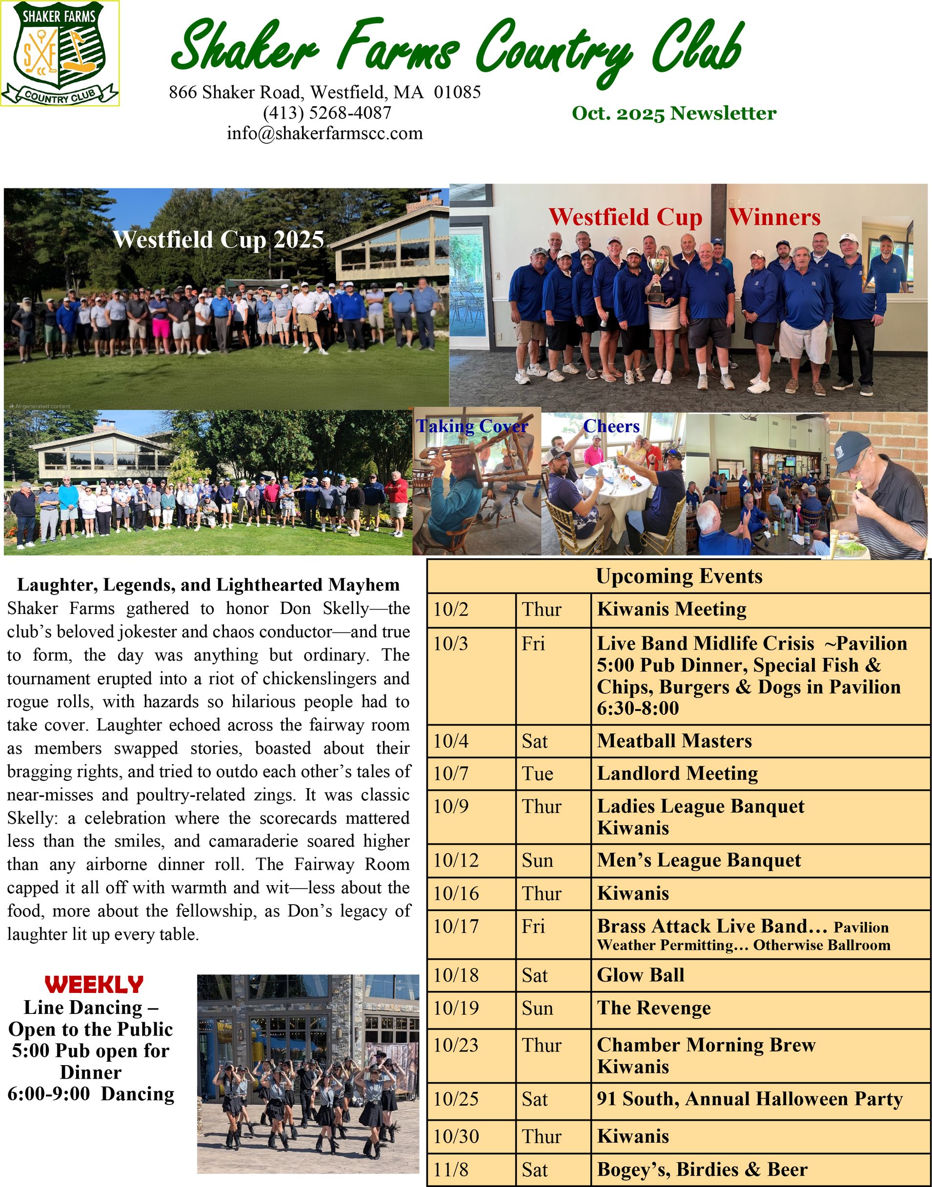 Shaker Farms Country Club  October Newsletter