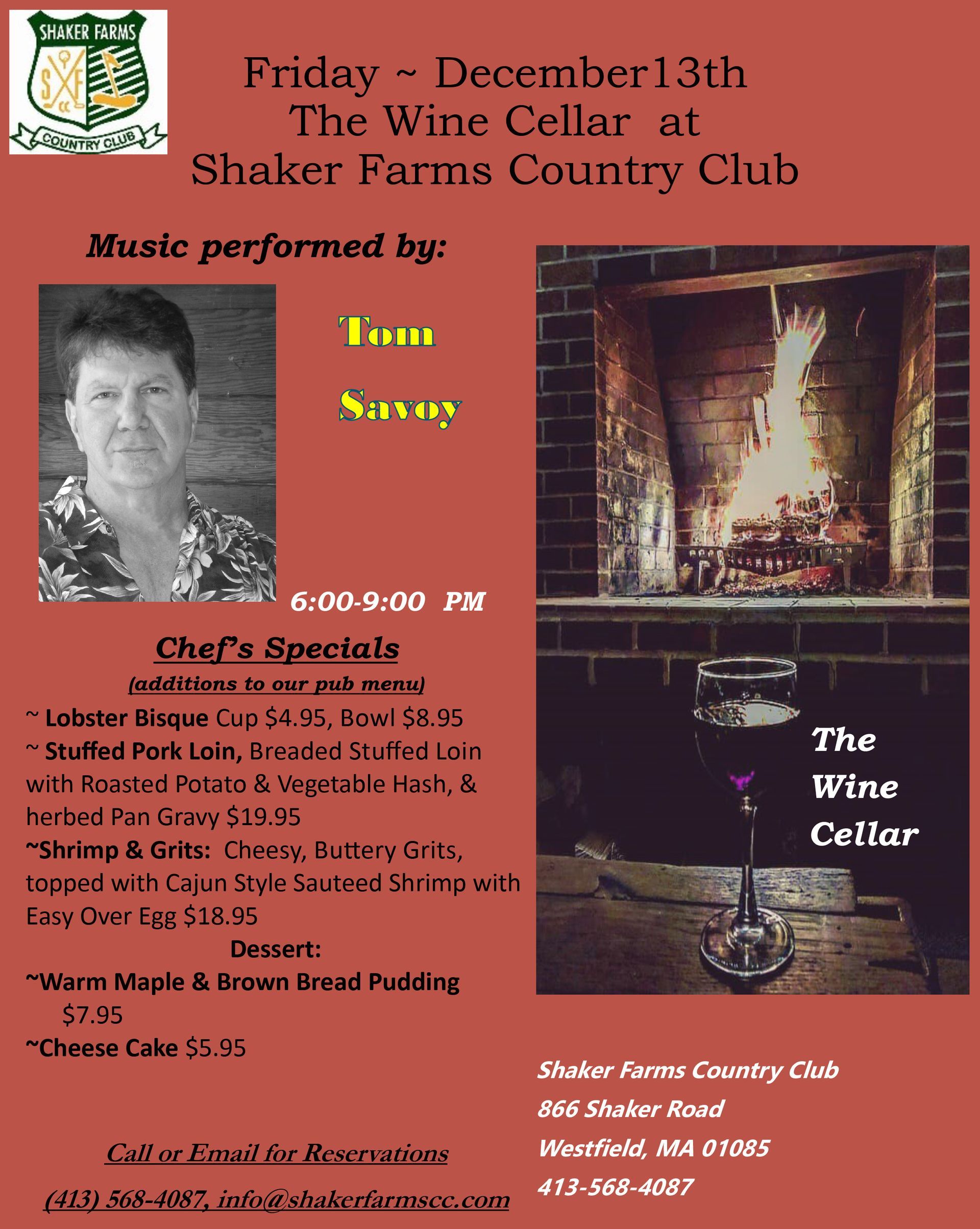 A poster for The Wine Cellar at Shaker Farms Country Club