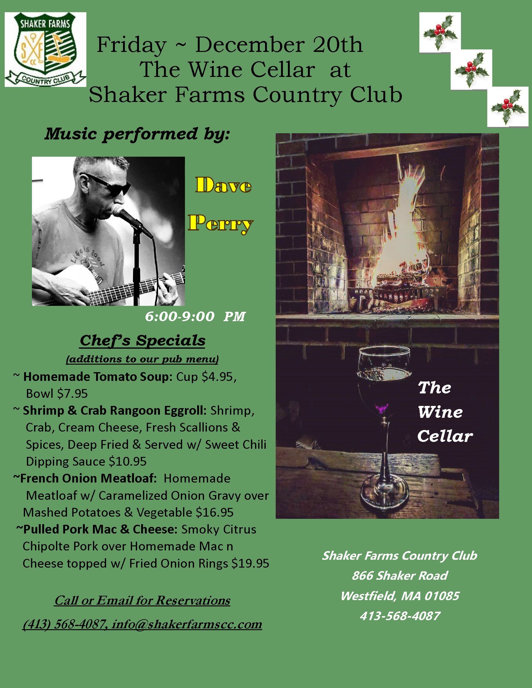 A poster for The Wine Cellar at Shaker Farms Country Club