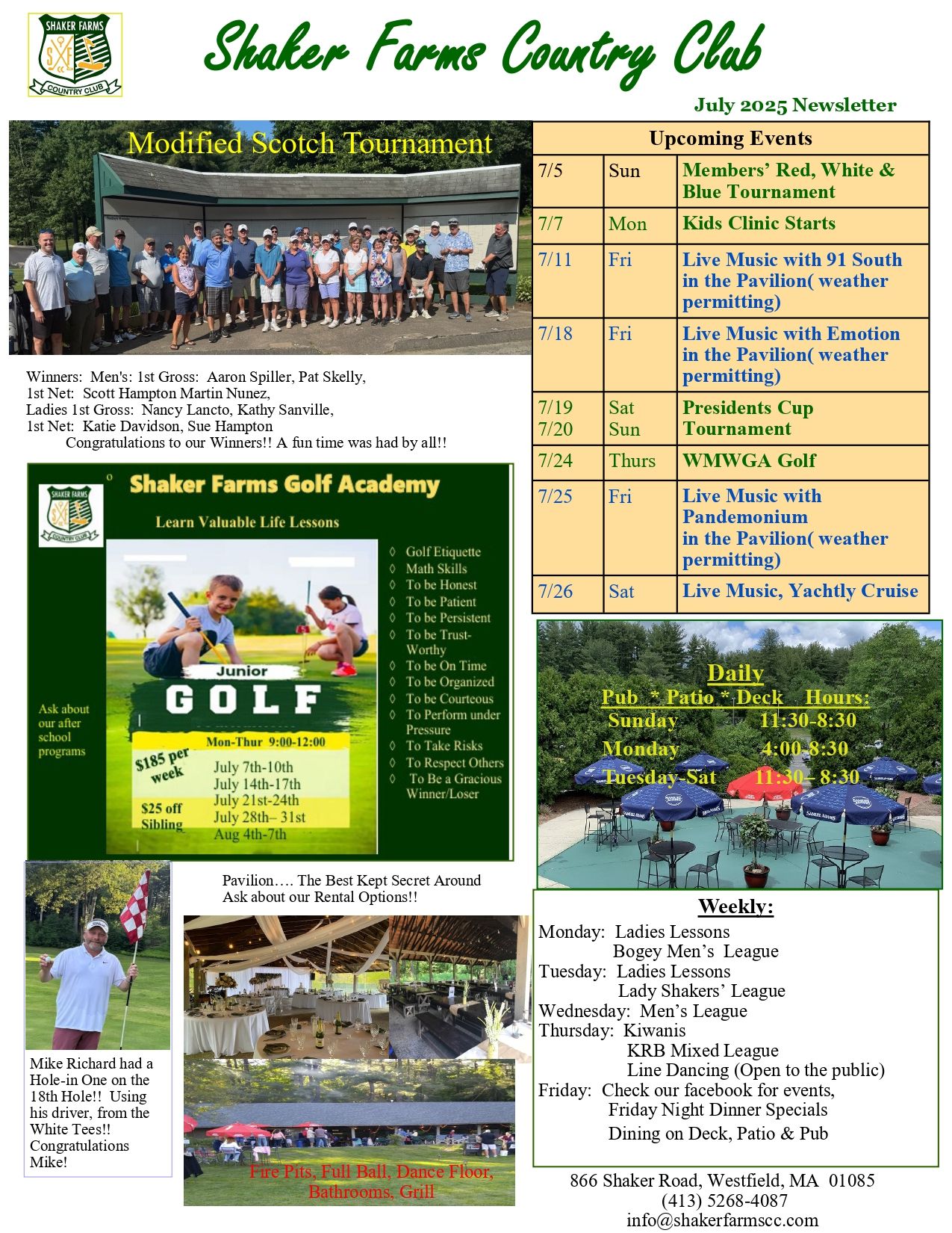 Shaker Farms Country Club Newsletter