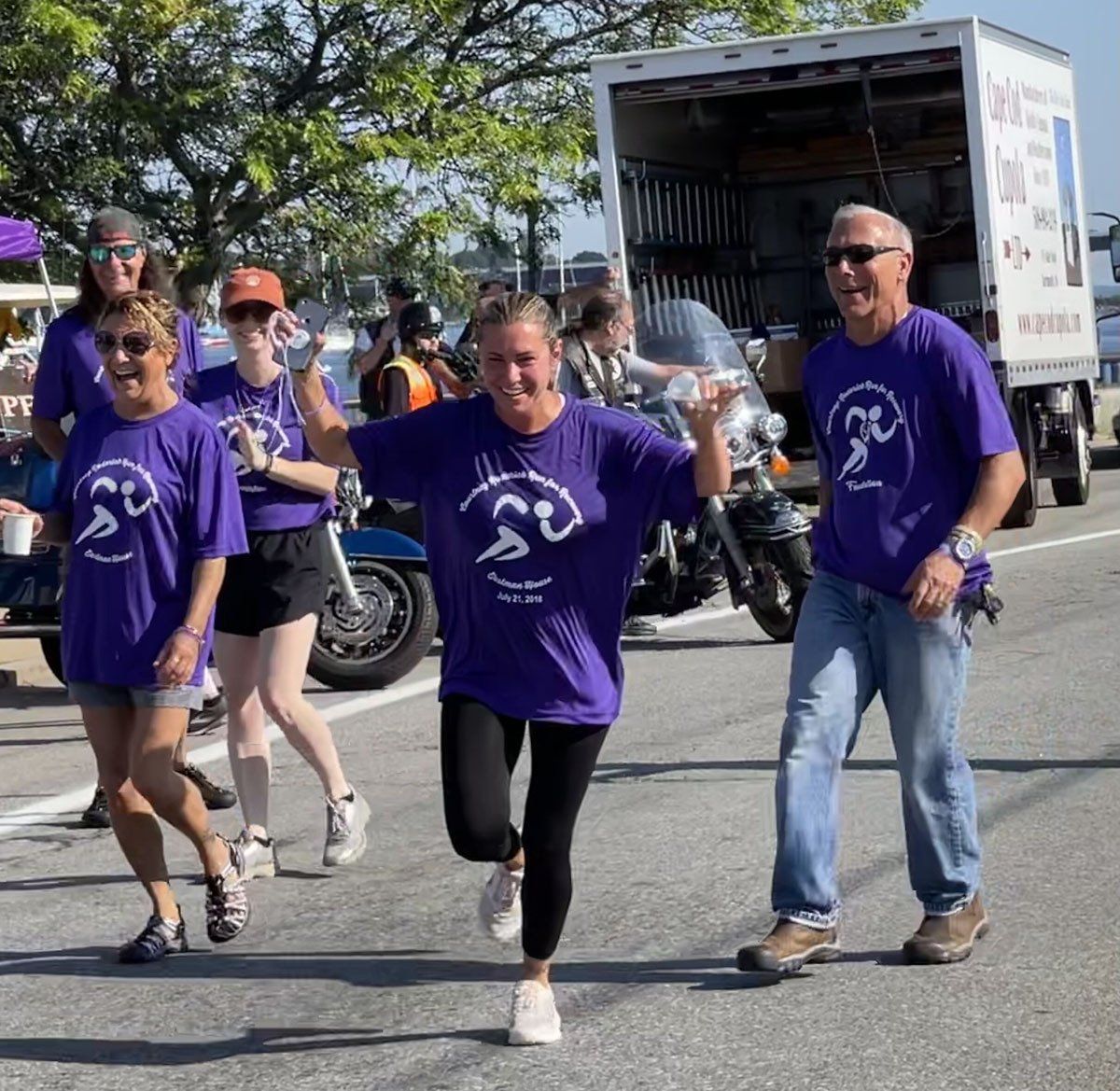 Woman having fun while running
