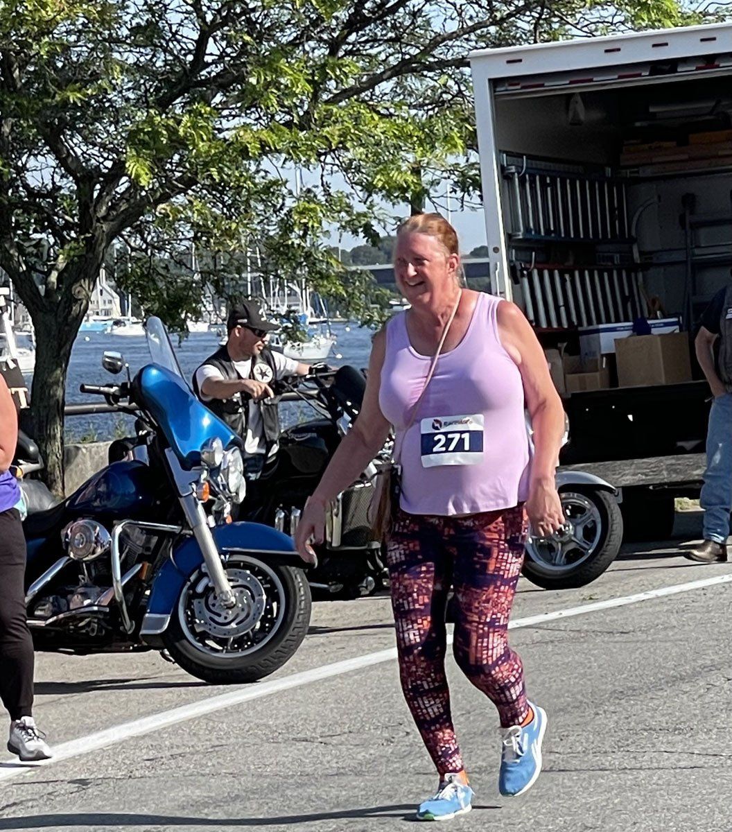 Old woman running