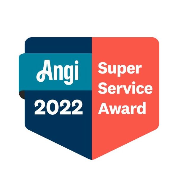 A blue and red badge with the words 