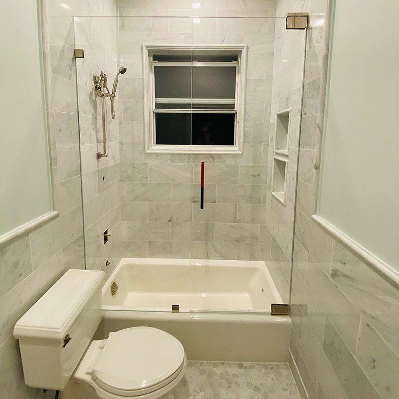 Fixed Panel with Pivot Hinge swing door ā Tub enclosure