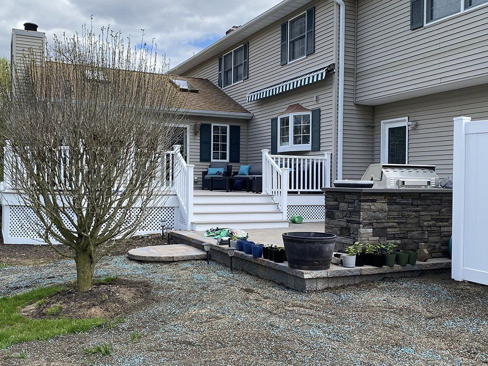 White patio and stair