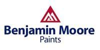 Benjamin Moore Paints logo: Red triangle with mountains over blue text.