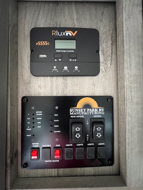 A sunset park rv manufacturing control panel.